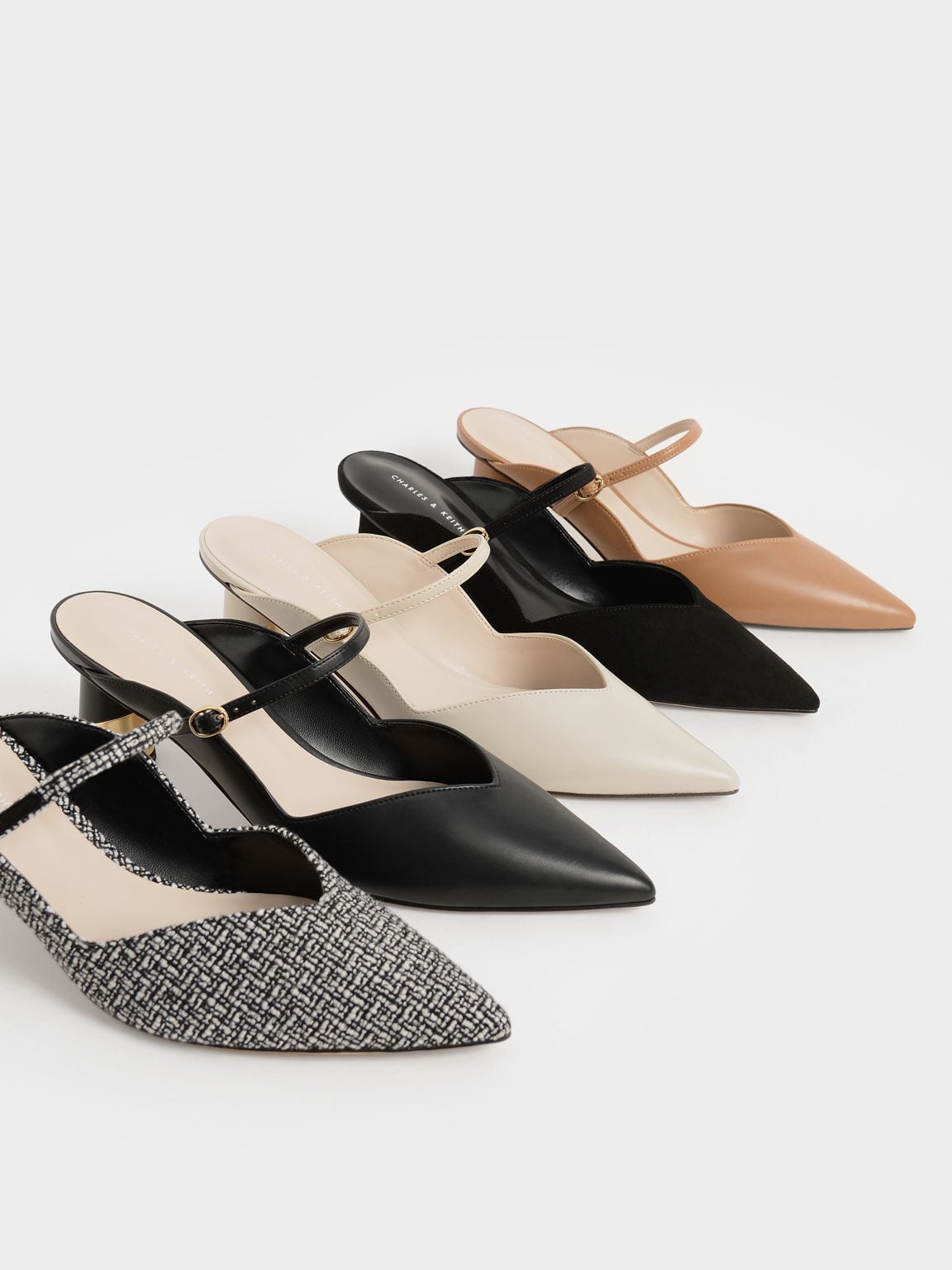Cammie Metallic-Heel Mules - Black | CHARLES & KEITH