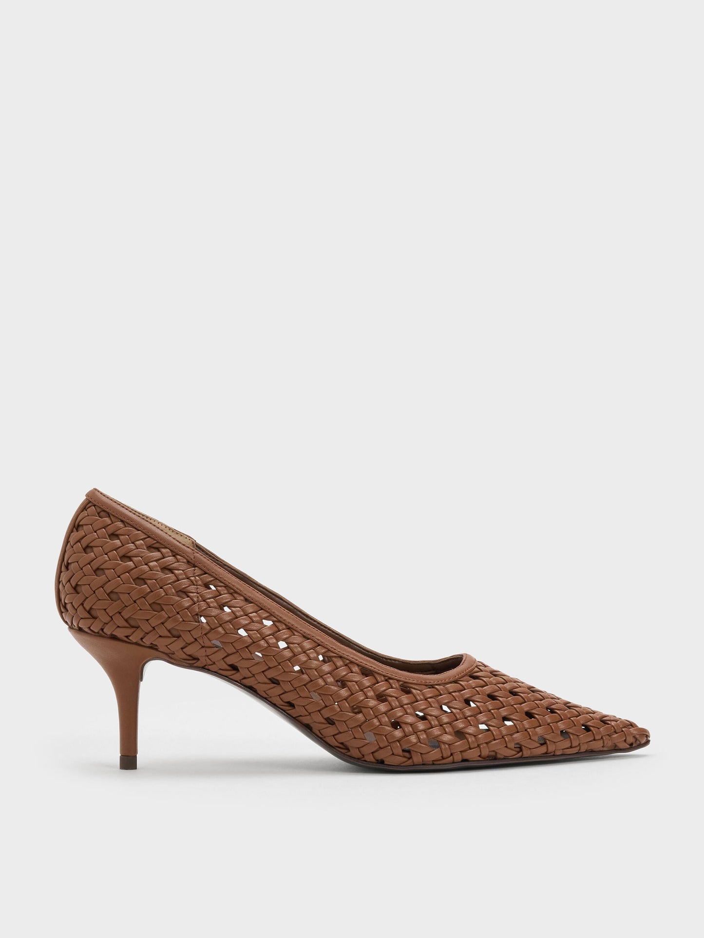 Woven Pointed Stiletto Pumps - Brown | CHARLES & KEITH