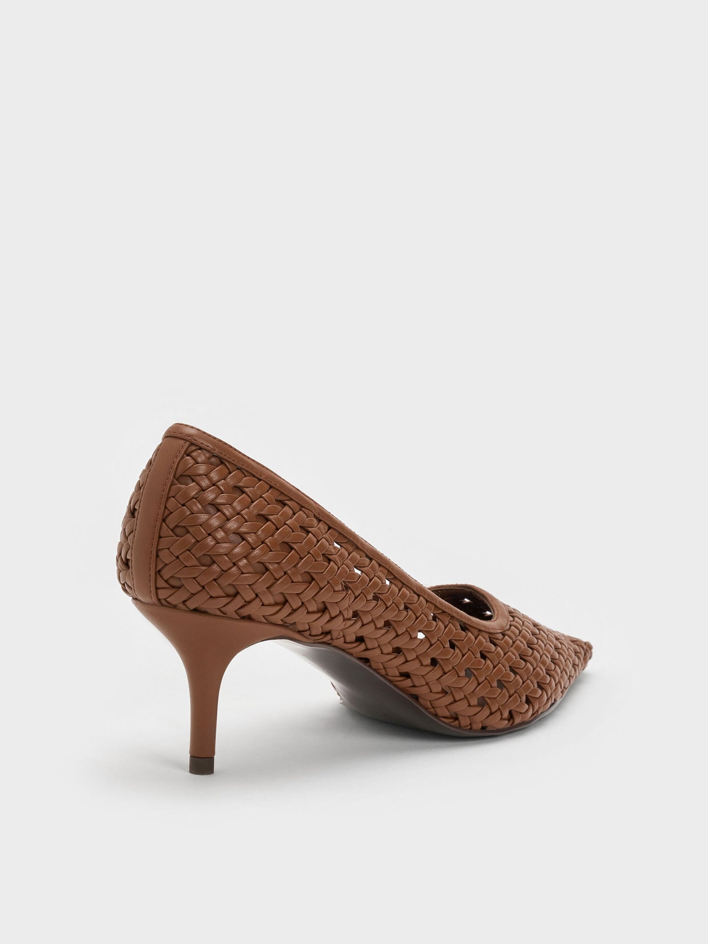Woven Pointed Stiletto Pumps - Brown | CHARLES & KEITH