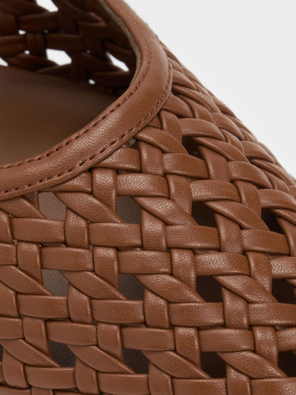 Woven Pointed Stiletto Pumps - Brown | CHARLES & KEITH