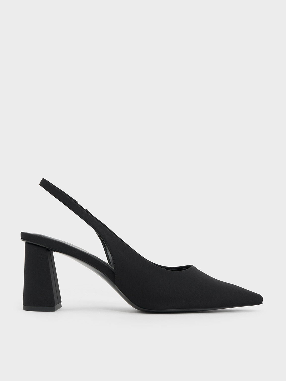 Teagan Elastane Pointed Slingback Pumps - Black | CHARLES & KEITH