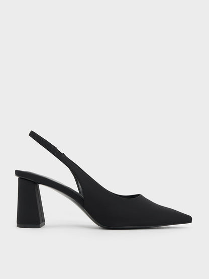 Teagan Elastane Pointed Slingback Pumps - Black | CHARLES & KEITH