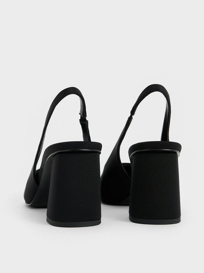 Teagan Elastane Pointed Slingback Pumps - Black | CHARLES & KEITH