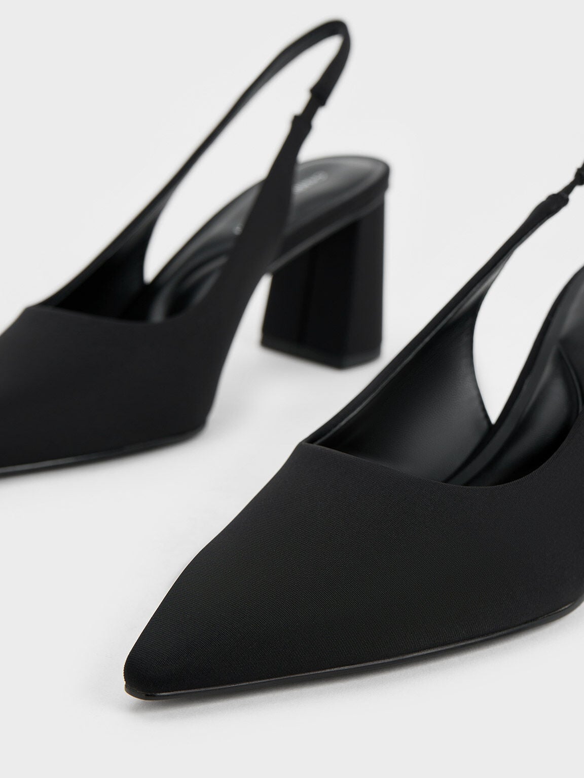 Teagan Elastane Pointed Slingback Pumps - Black | CHARLES & KEITH