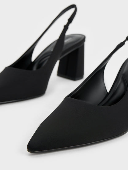 Teagan Elastane Pointed Slingback Pumps - Black | CHARLES & KEITH