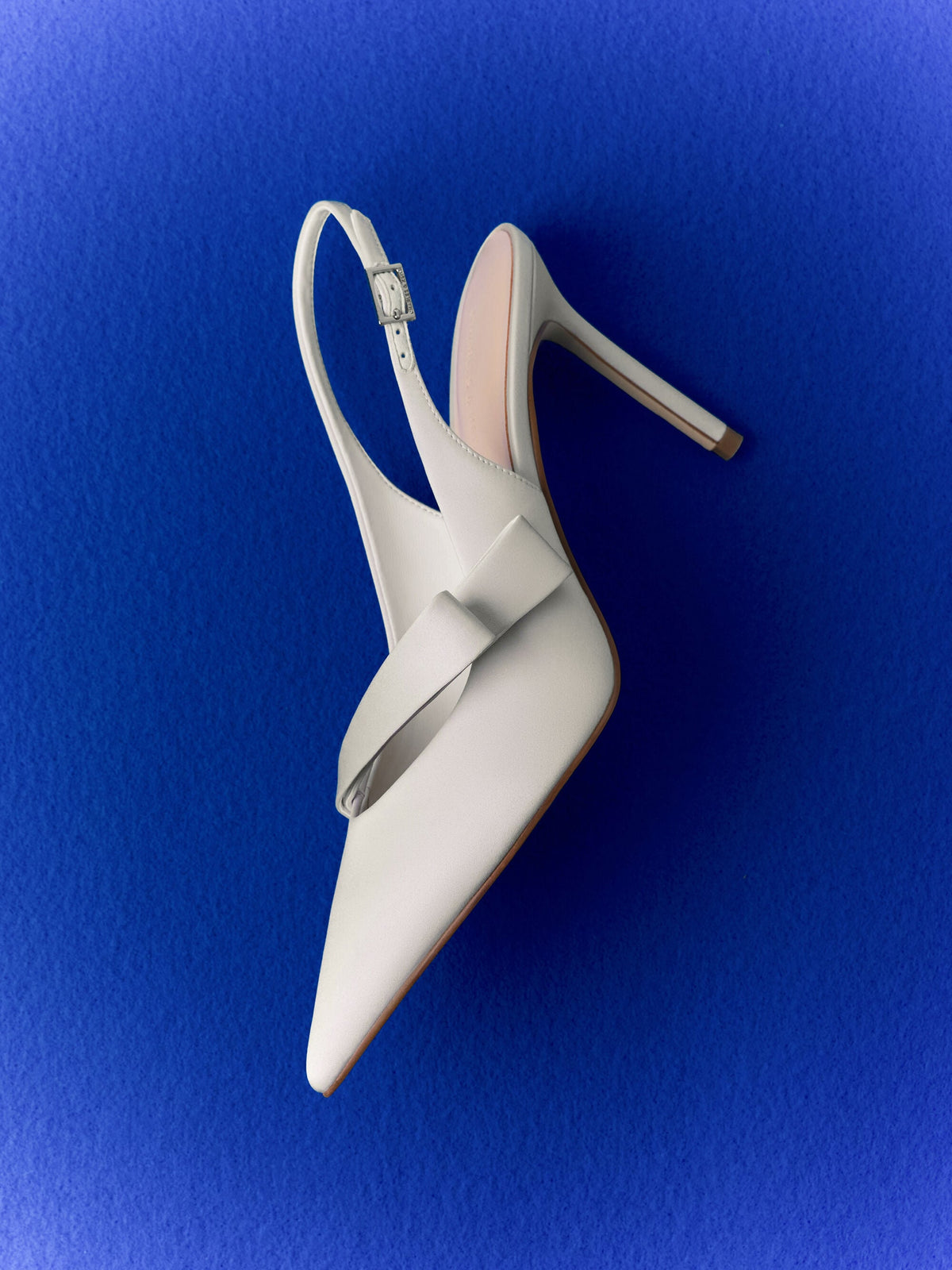 Satin Pleated-Strap Slingback Pumps - Light Grey | CHARLES & KEITH