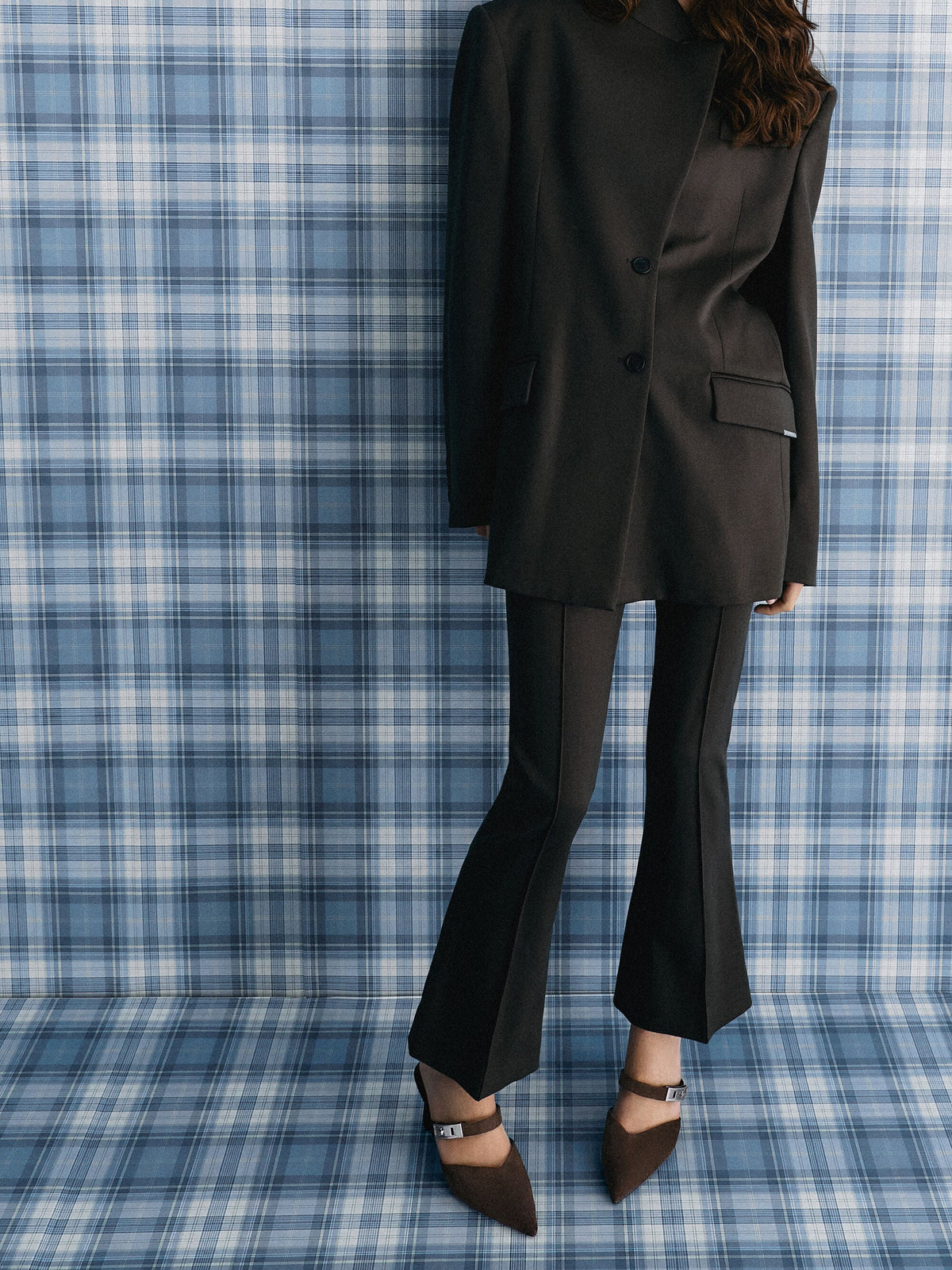 Lando Faux Suede Heeled Mules - Dark Brown Textured | CHARLES & KEITH