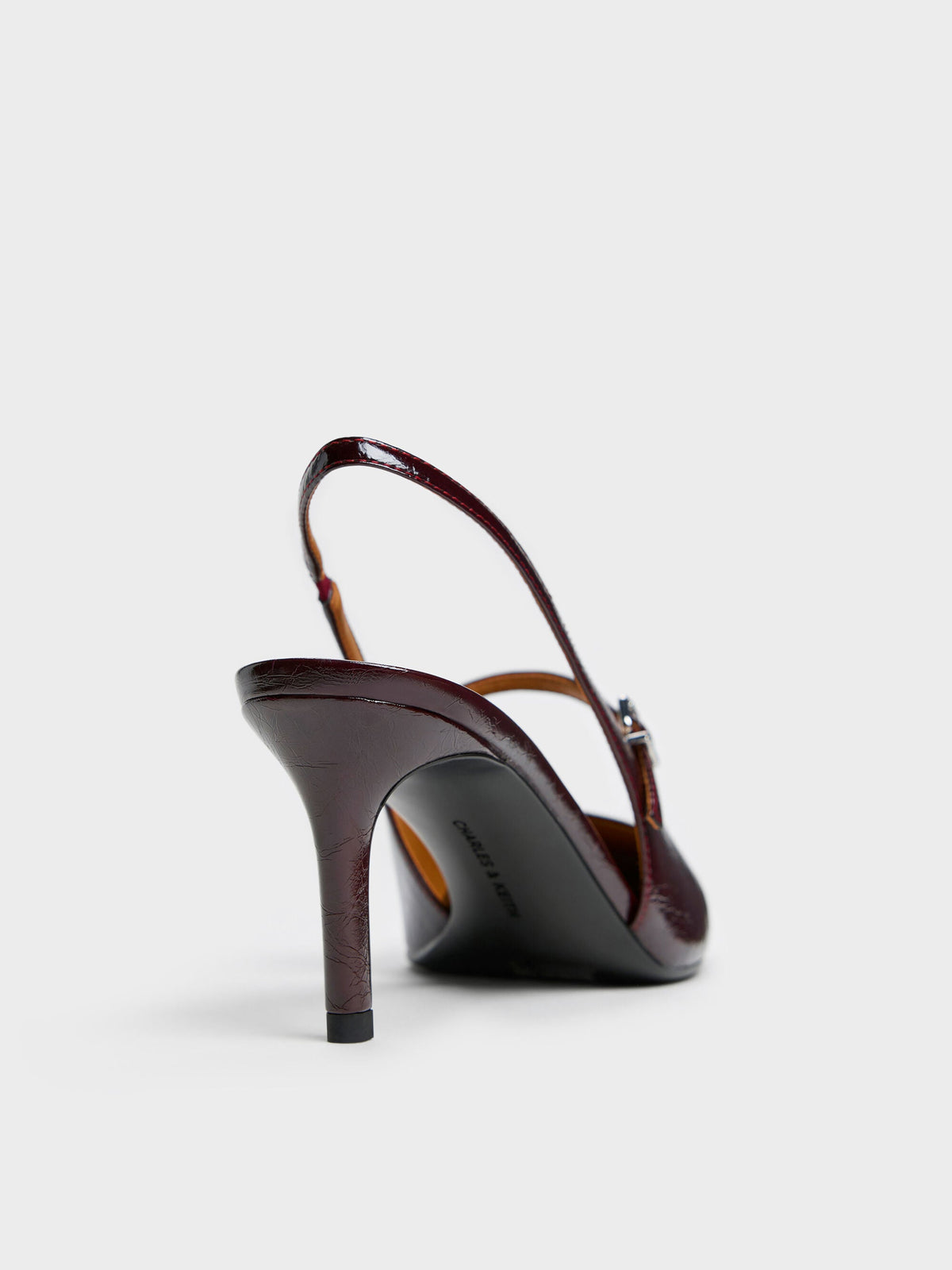 Pointed Slingback Mary Jane Pumps - Burgundy | CHARLES & KEITH