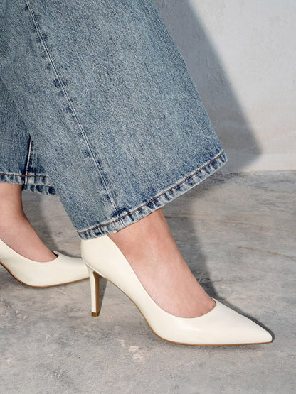 Emmy Pointed Stiletto Pumps - Chalk | CHARLES & KEITH