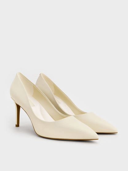 Emmy Pointed Stiletto Pumps - Chalk | CHARLES & KEITH