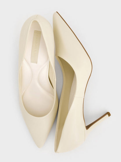 Emmy Pointed Stiletto Pumps - Chalk | CHARLES & KEITH
