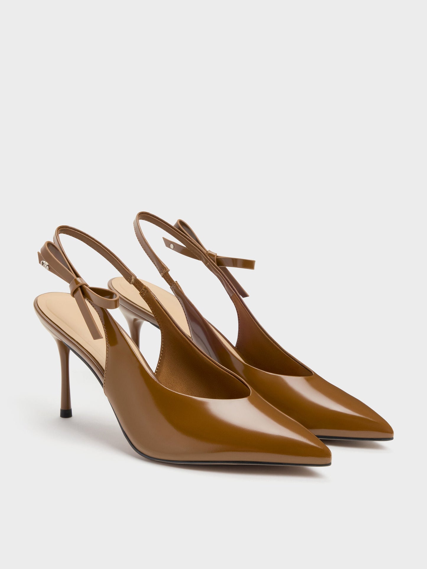 Anastasia Leather Slingback Pumps - Brown | CHARLES & KEITH