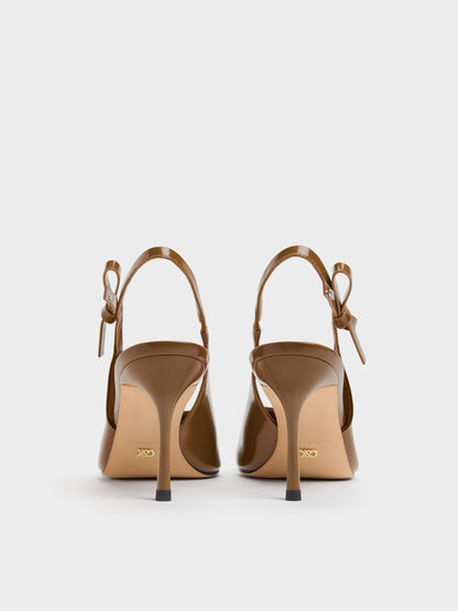 Anastasia Leather Slingback Pumps - Brown | CHARLES & KEITH