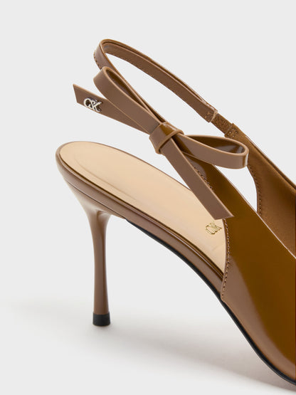 Anastasia Leather Slingback Pumps - Brown | CHARLES & KEITH