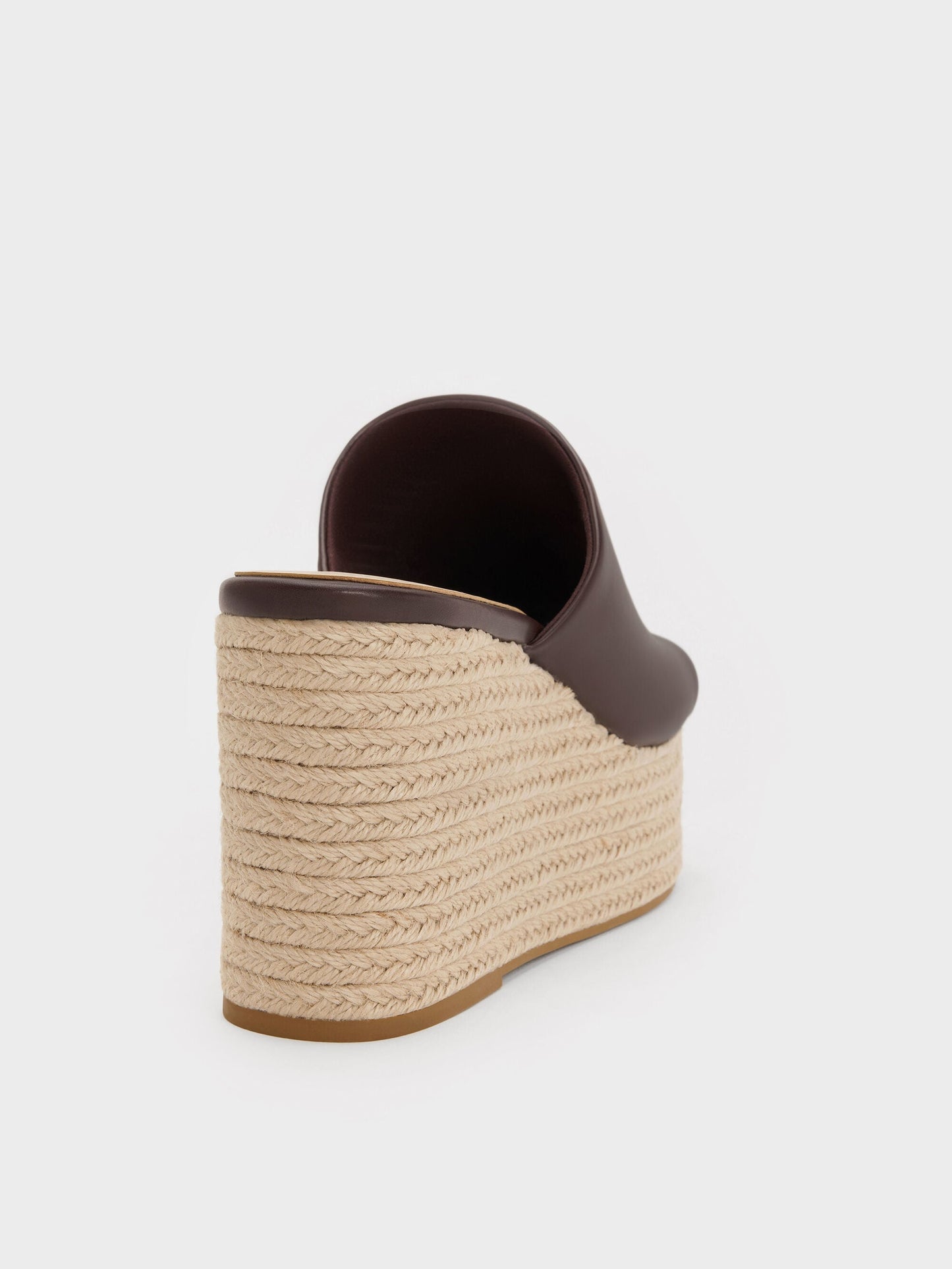 Metallic-Accent Espadrille Wedges - Maroon | CHARLES & KEITH