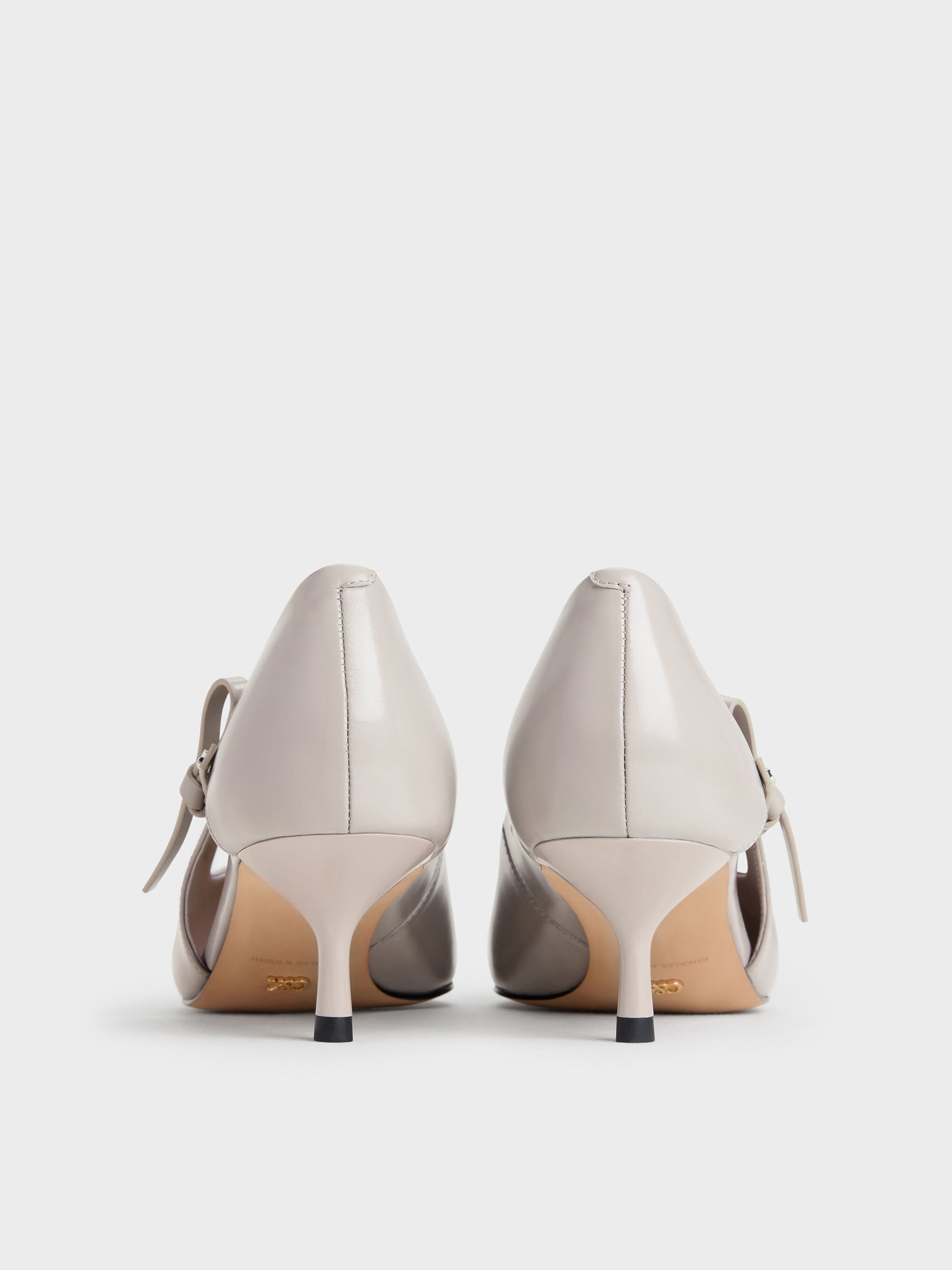Anastasia Leather Kitten Heels - Grey | CHARLES & KEITH