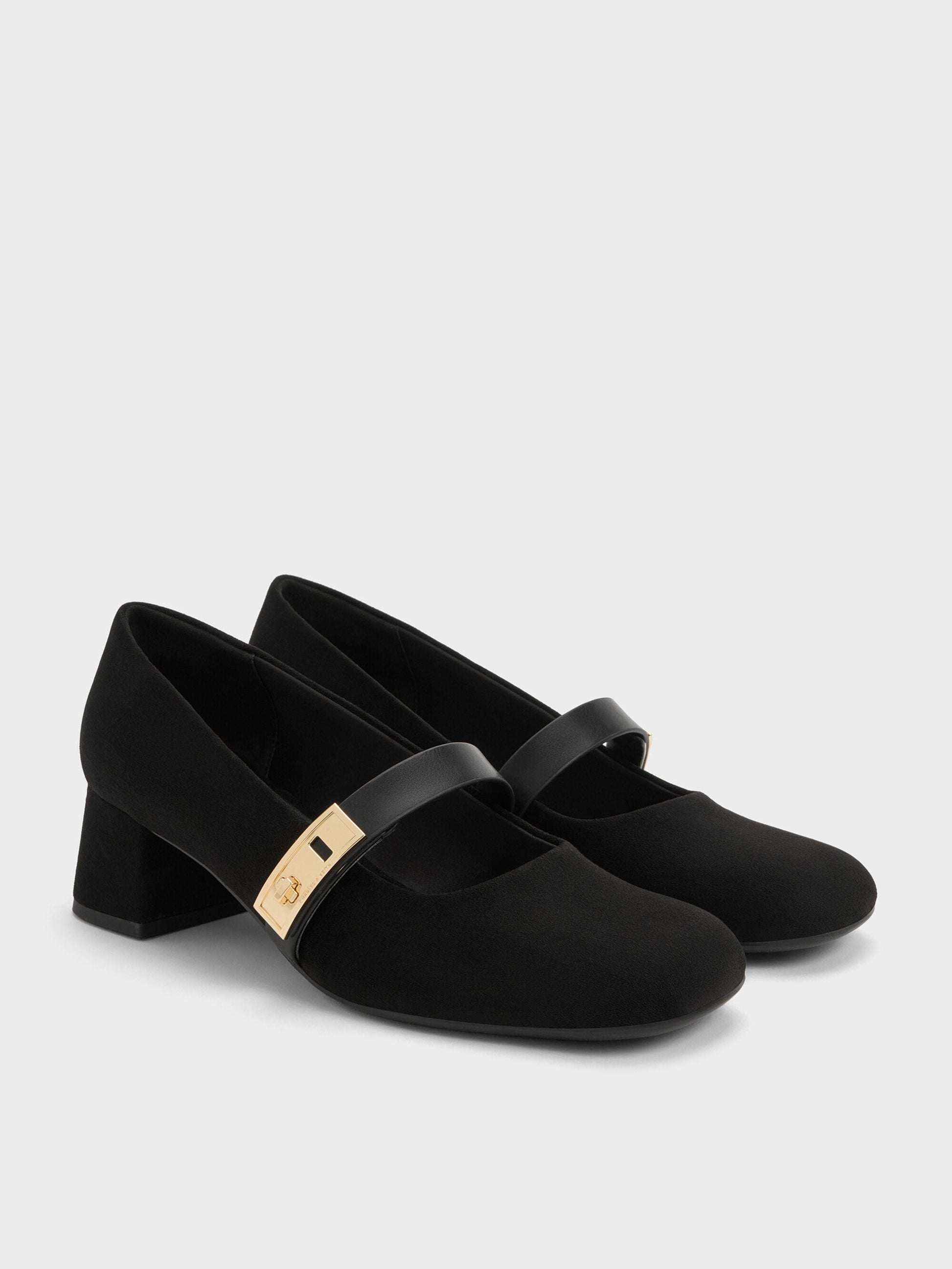 Lando Faux Suede Mary Jane Pumps - Black2 | CHARLES & KEITH