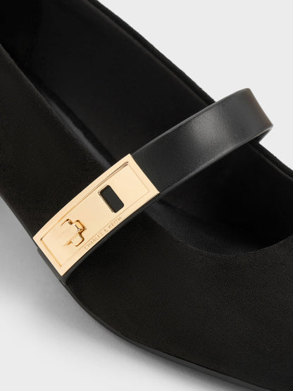 Lando Faux Suede Mary Jane Pumps - Black2 | CHARLES & KEITH