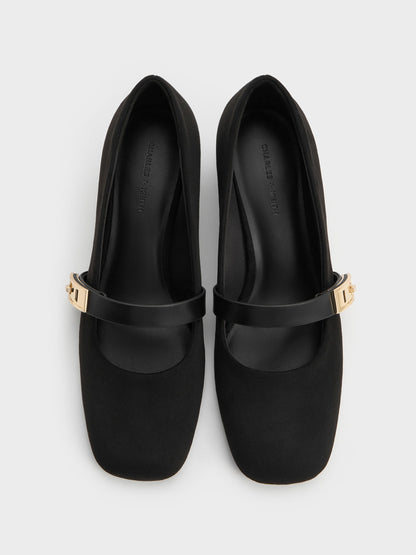 Lando Faux Suede Mary Jane Pumps - Black2 | CHARLES & KEITH