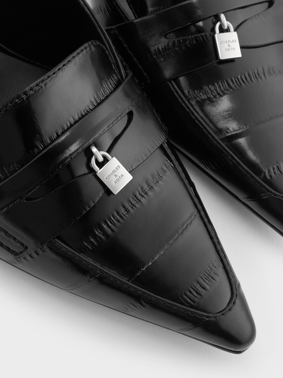 Griselda Eel-Effect Slingback Pumps - Animal Print Black | CHARLES & KEITH