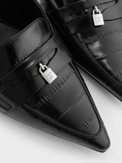 Griselda Eel-Effect Slingback Pumps - Animal Print Black | CHARLES & KEITH