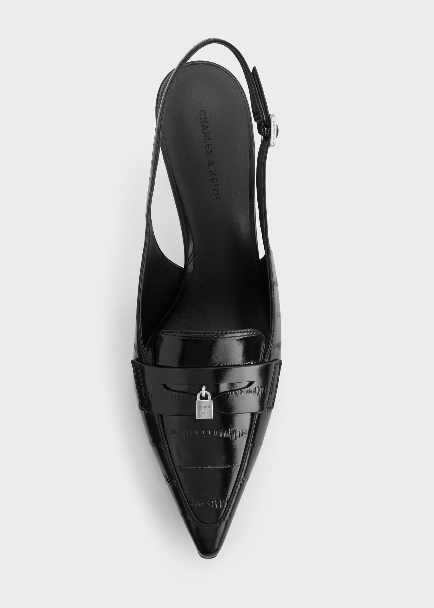 Griselda Eel-Effect Slingback Pumps - Animal Print Black | CHARLES & KEITH
