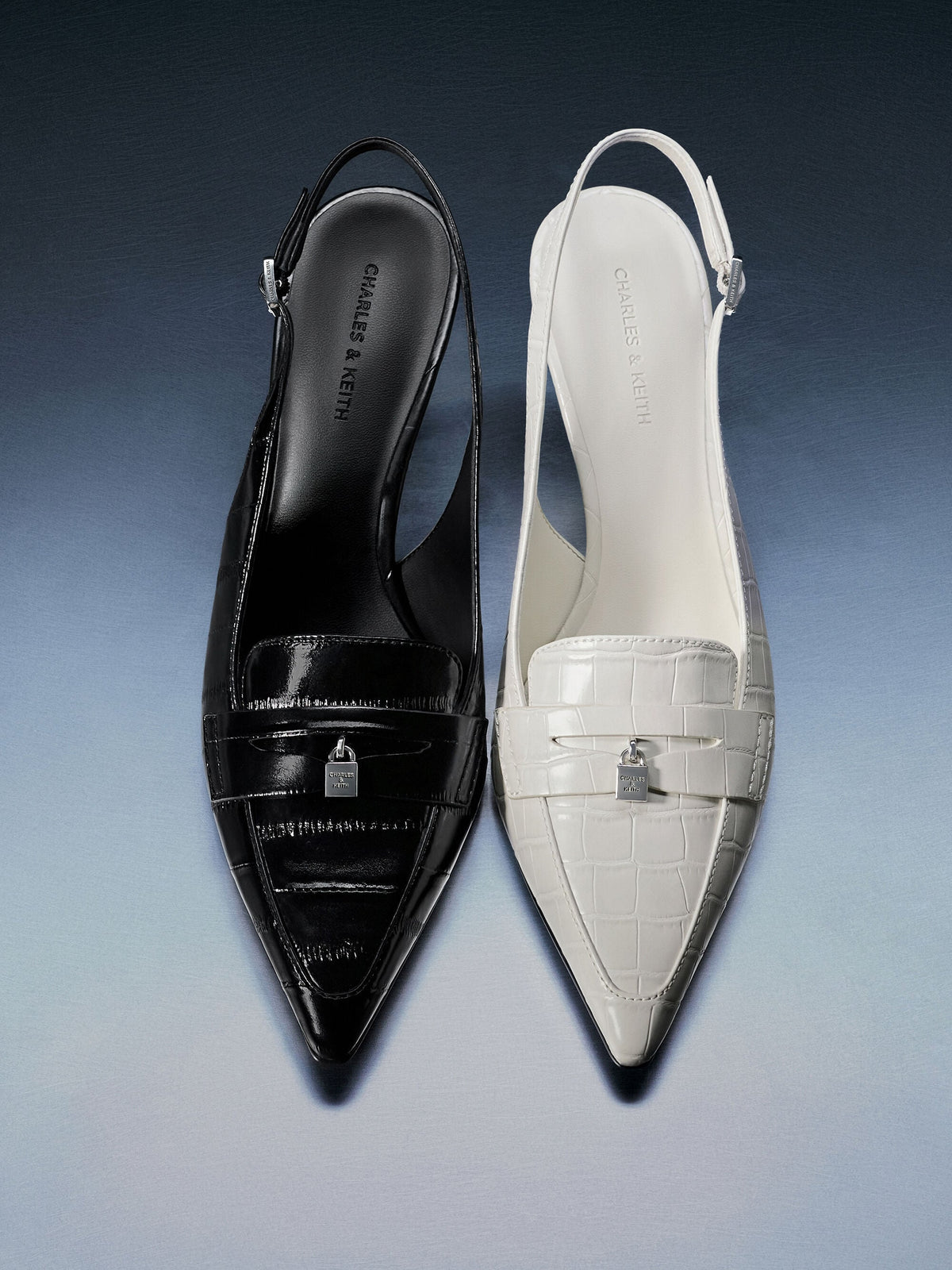 Griselda Eel-Effect Slingback Pumps - Animal Print Black | CHARLES & KEITH