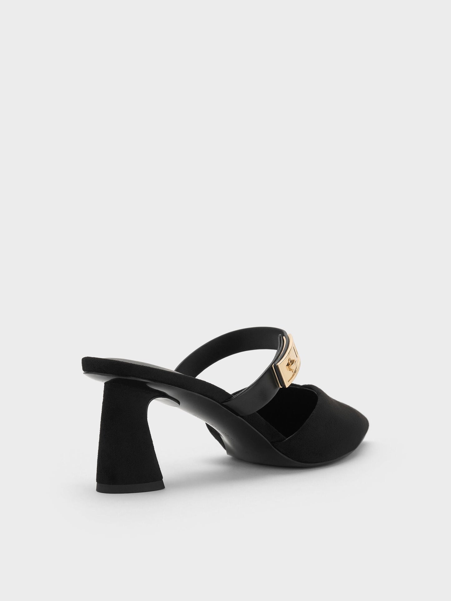 Lando Faux Suede Heeled Mules - Black2 | CHARLES & KEITH