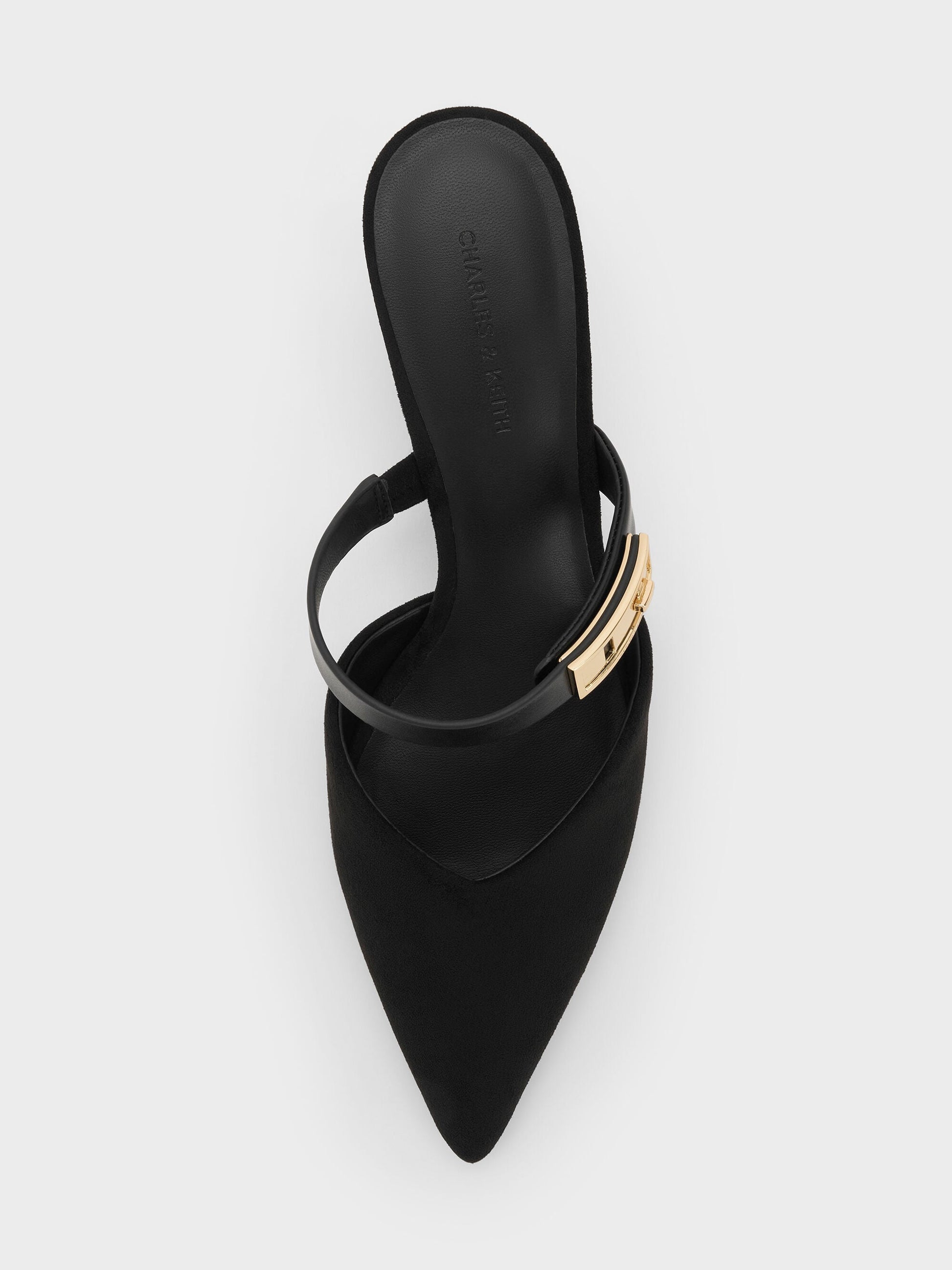 Lando Faux Suede Heeled Mules - Black2 | CHARLES & KEITH