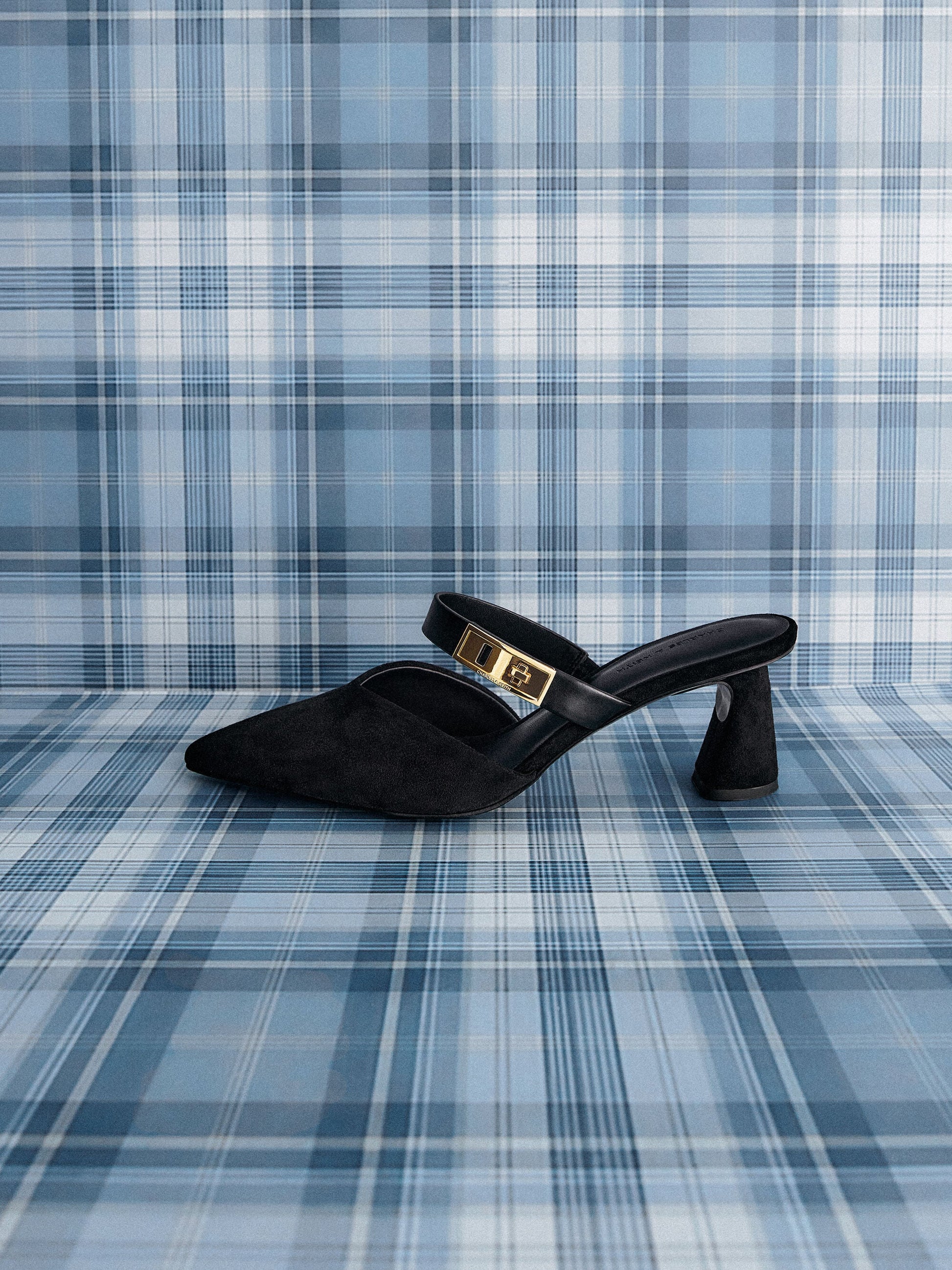Lando Faux Suede Heeled Mules - Black2 | CHARLES & KEITH