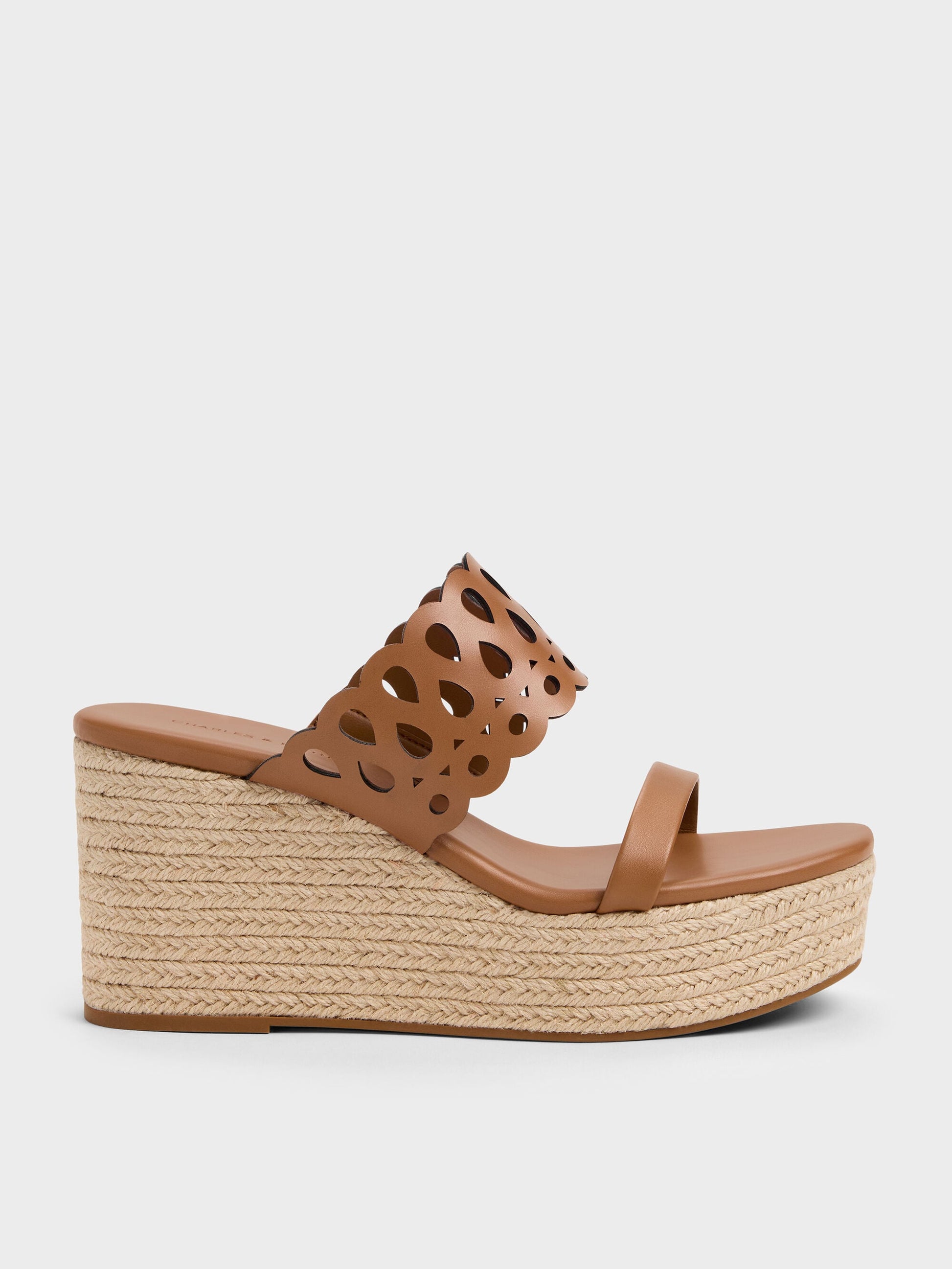 Cut-Out Espadrille Wedges - Cognac | CHARLES & KEITH
