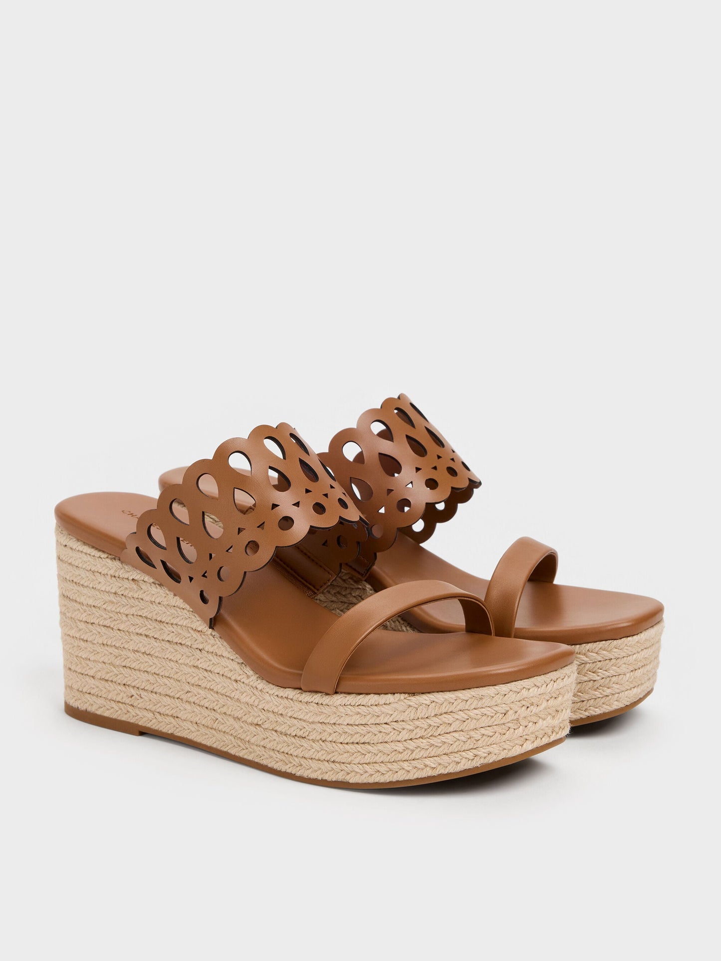 Cut-Out Espadrille Wedges - Cognac | CHARLES & KEITH