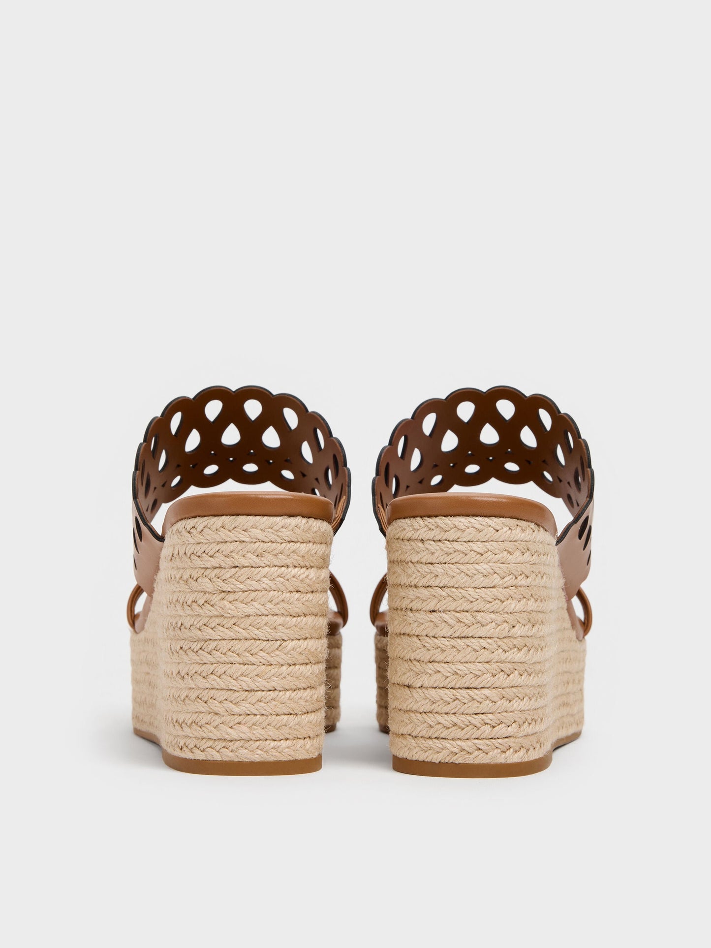 Cut-Out Espadrille Wedges - Cognac | CHARLES & KEITH