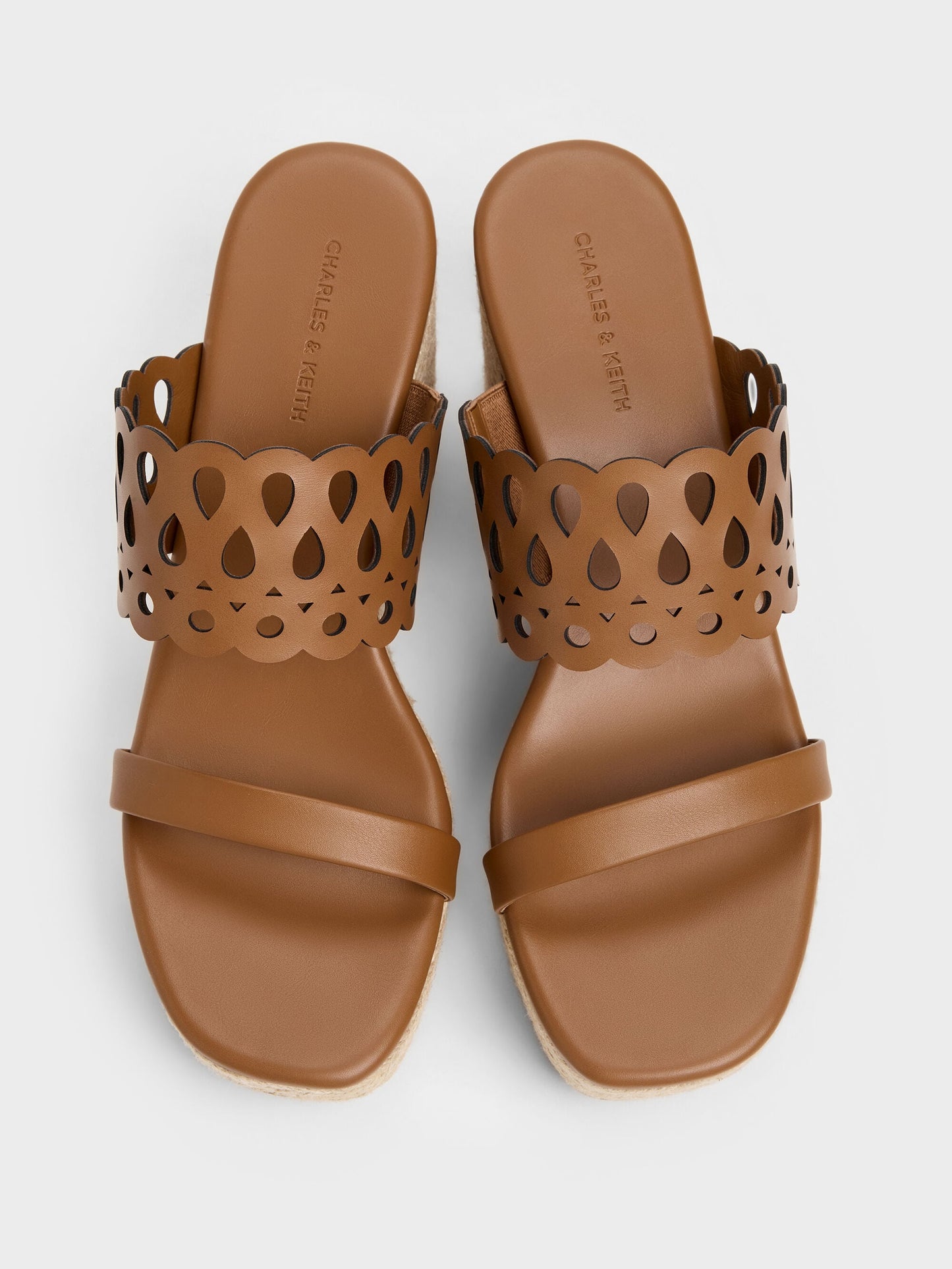 Cut-Out Espadrille Wedges - Cognac | CHARLES & KEITH