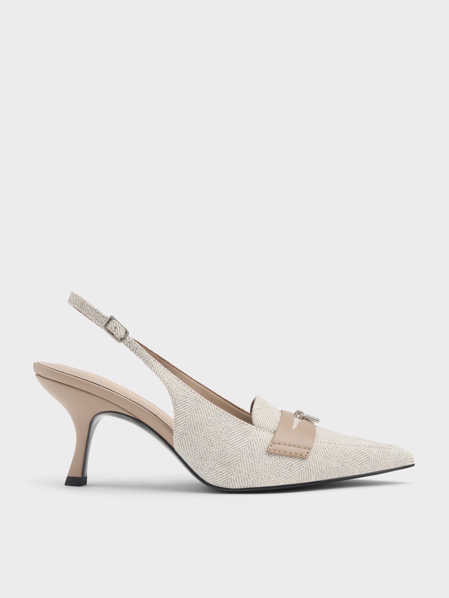 Griselda Two-Tone Slingback Pumps - Light Grey | CHARLES & KEITH