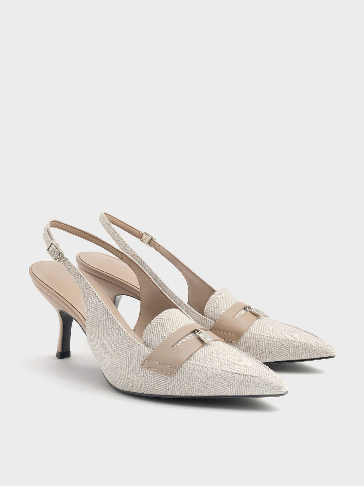 Griselda Two-Tone Slingback Pumps - Light Grey | CHARLES & KEITH