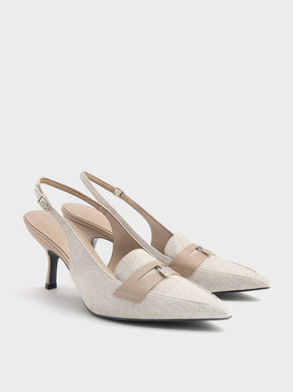 Griselda Two-Tone Slingback Pumps - Light Grey | CHARLES & KEITH