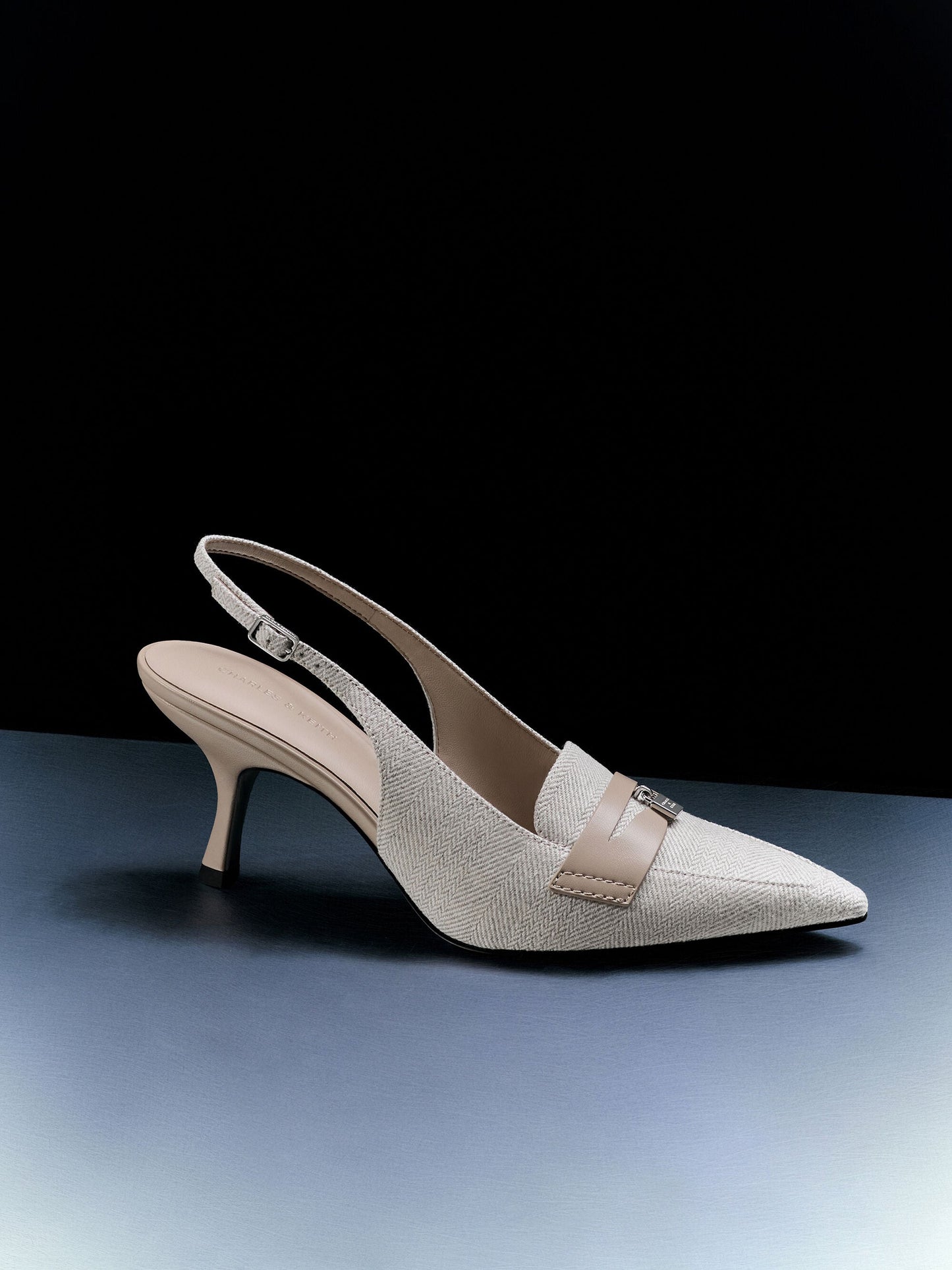 Griselda Two-Tone Slingback Pumps - Light Grey | CHARLES & KEITH