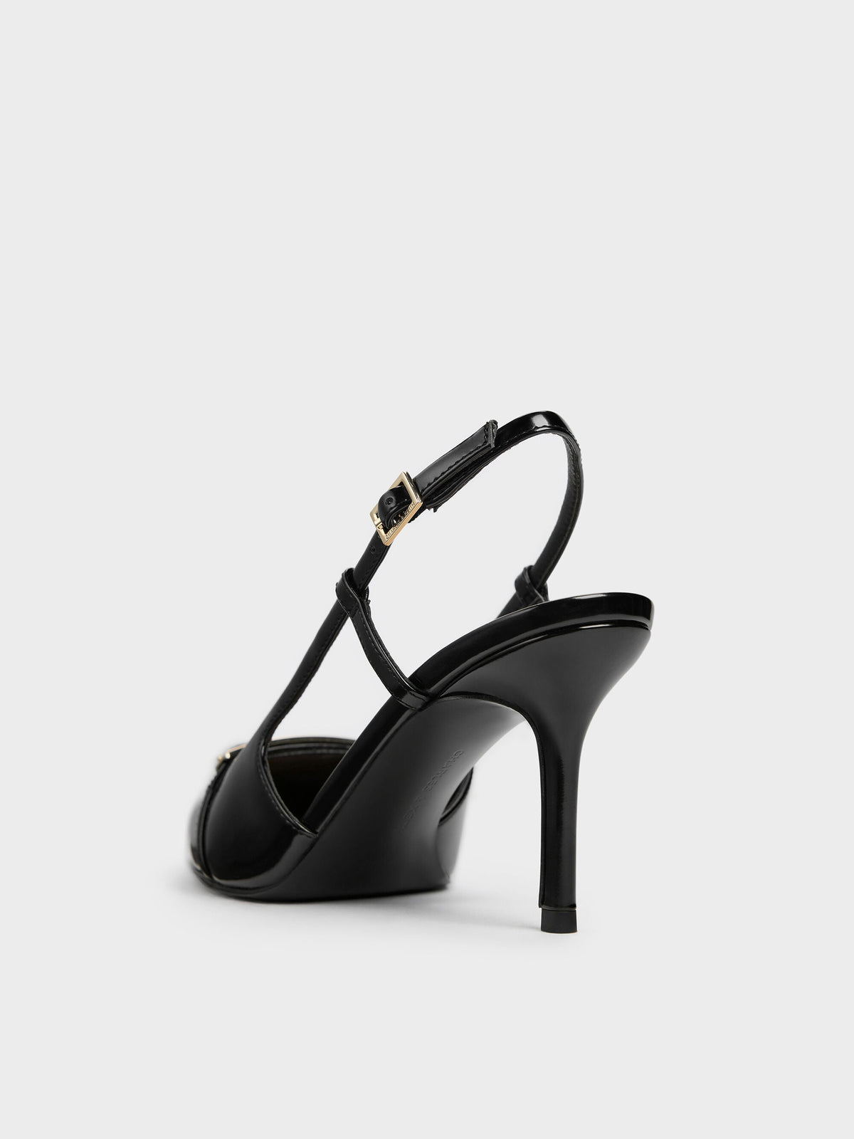 Metallic-Bar Pointed Slingback Pumps - Black Box | CHARLES & KEITH