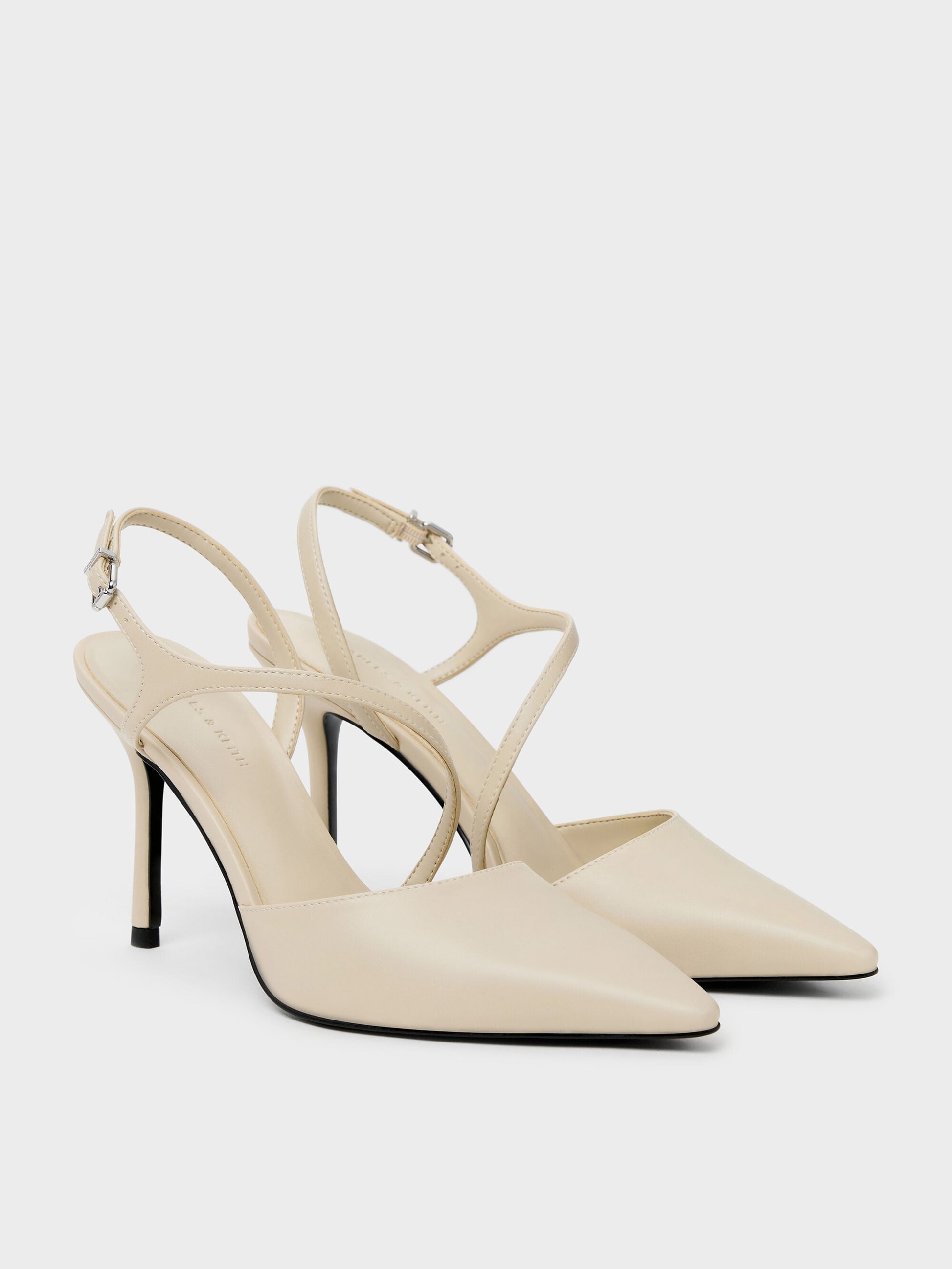 Cordelia Pointed Slingback Pumps - Chalk | CHARLES & KEITH