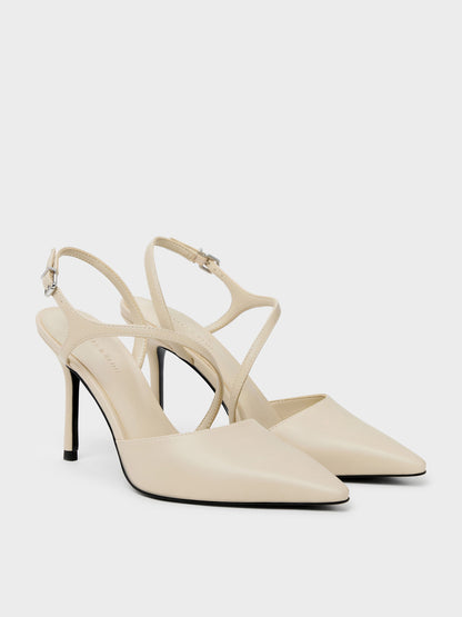 Cordelia Pointed Slingback Pumps - Chalk | CHARLES & KEITH
