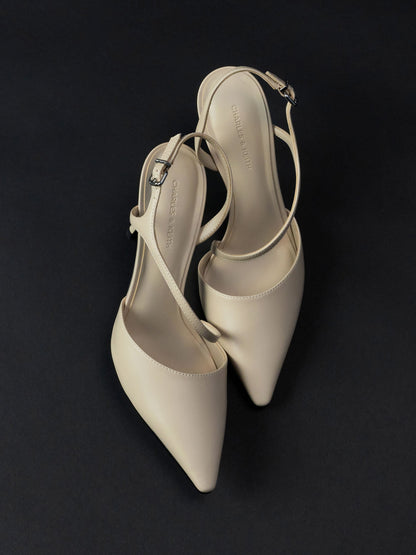 Cordelia Pointed Slingback Pumps - Chalk | CHARLES & KEITH