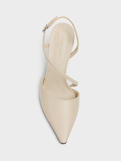 Cordelia Pointed Slingback Pumps - Chalk | CHARLES & KEITH