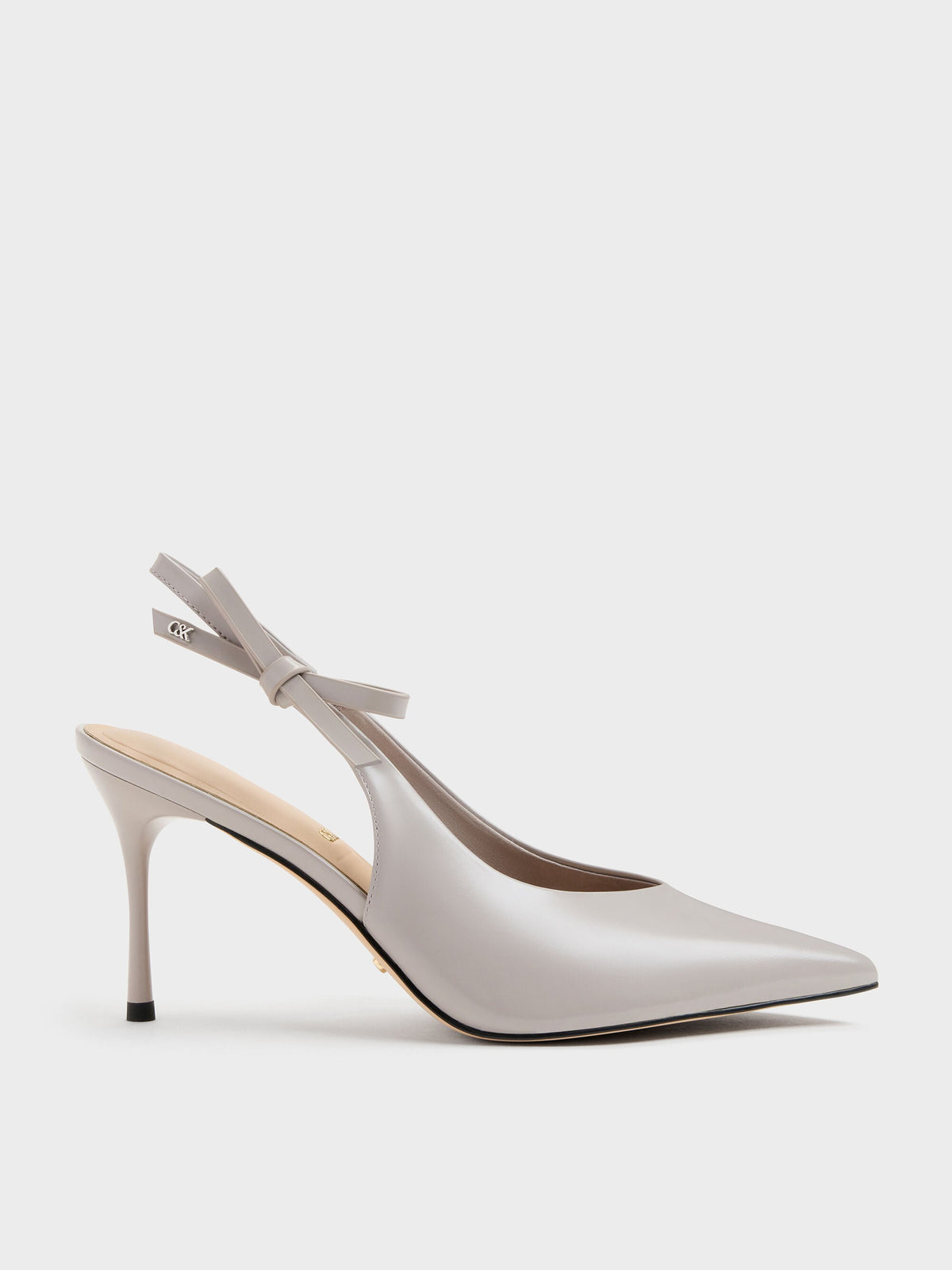 Anastasia Leather Slingback Pumps - Grey | CHARLES & KEITH