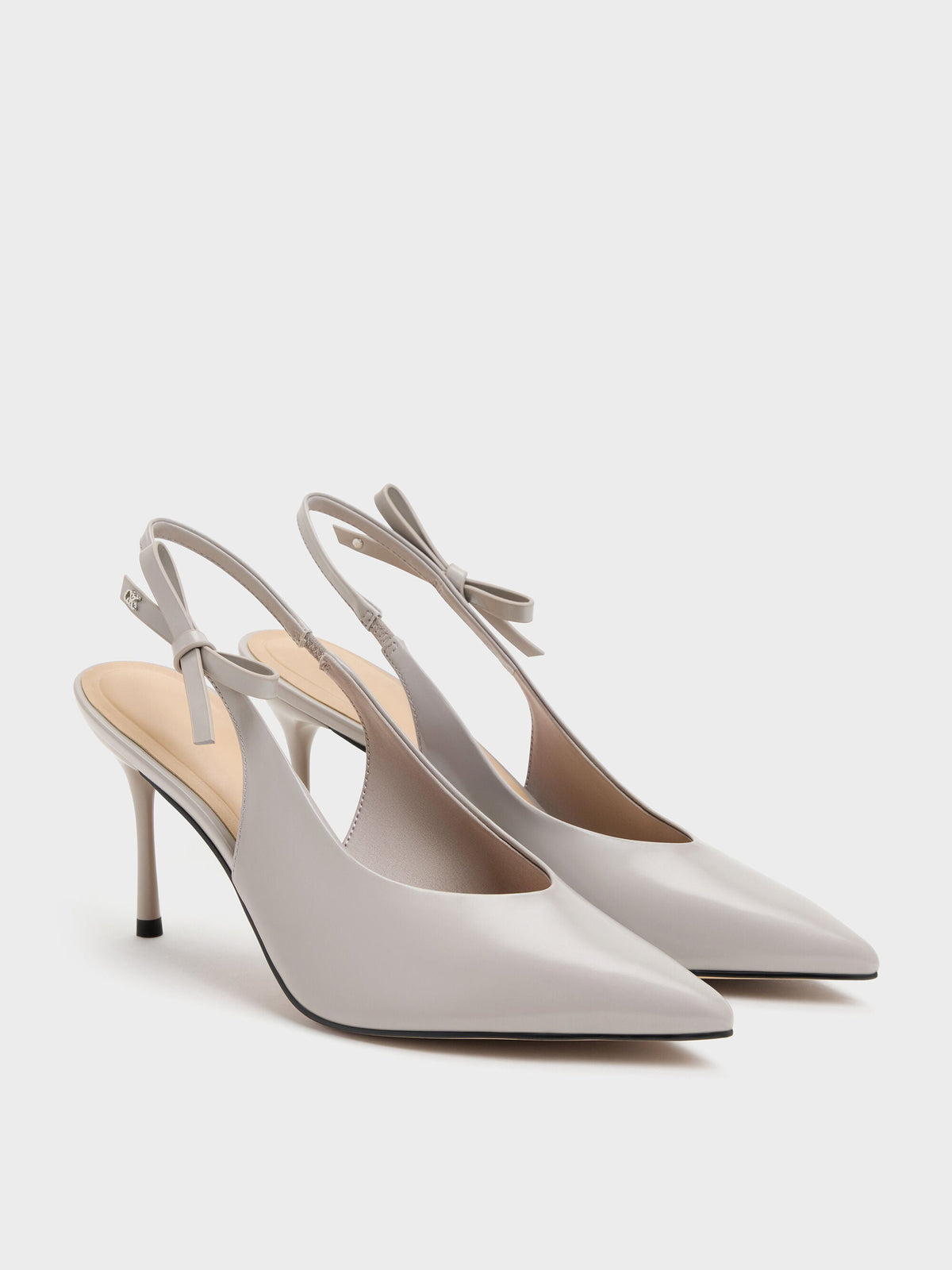 Anastasia Leather Slingback Pumps - Grey | CHARLES & KEITH