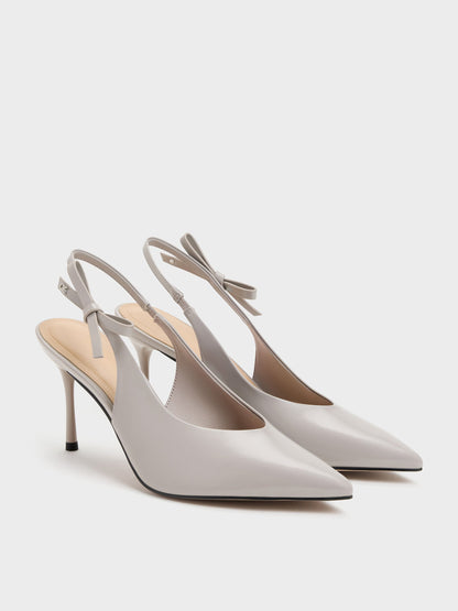 Anastasia Leather Slingback Pumps - Grey | CHARLES & KEITH