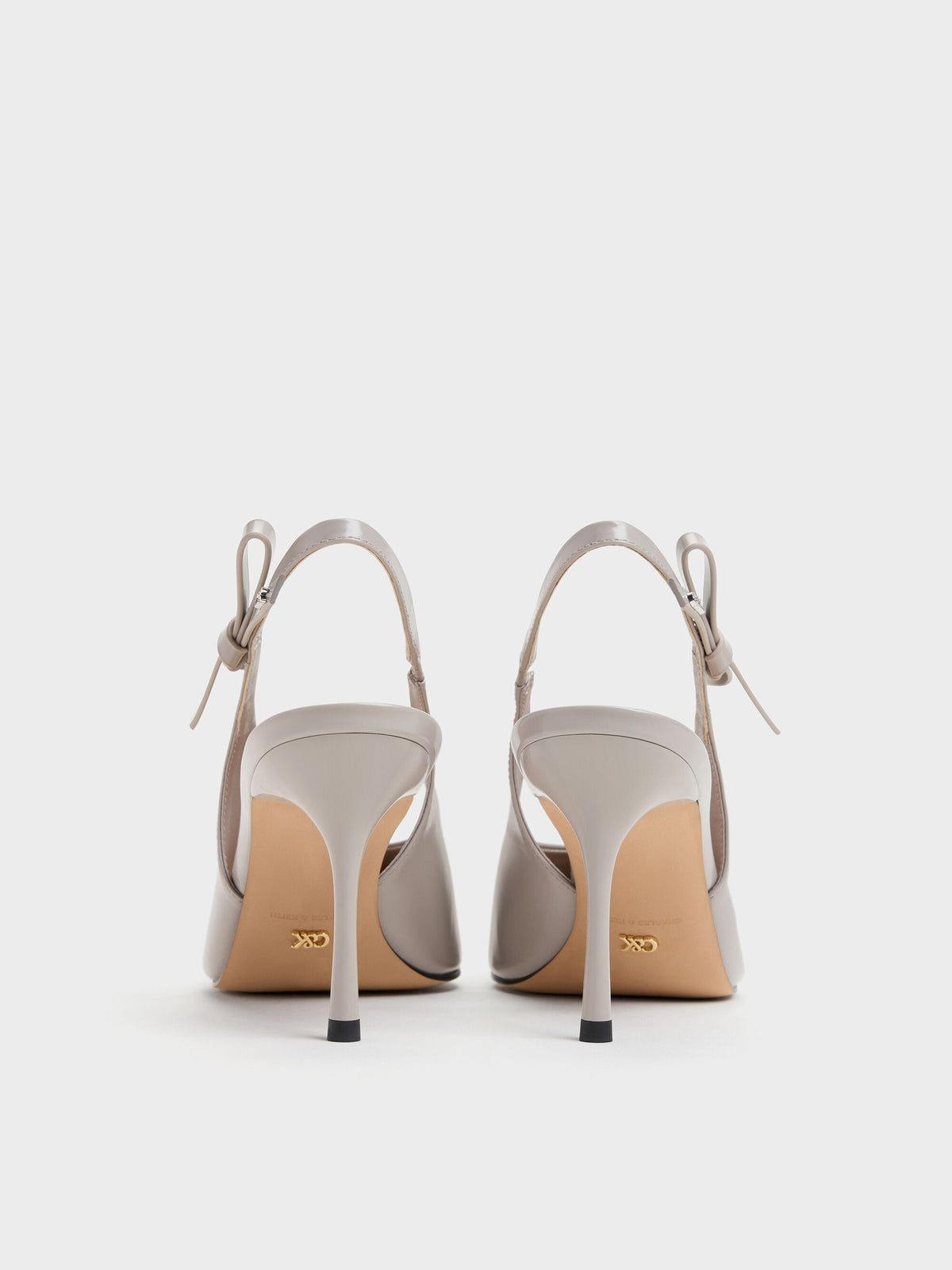 Anastasia Leather Slingback Pumps - Grey | CHARLES & KEITH