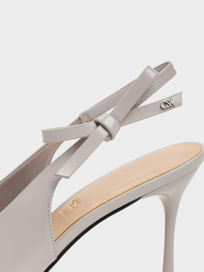 Anastasia Leather Slingback Pumps - Grey | CHARLES & KEITH
