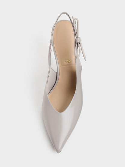 Anastasia Leather Slingback Pumps - Grey | CHARLES & KEITH
