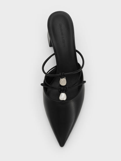 Georgie Bead Pointed Mules - Black | CHARLES & KEITH